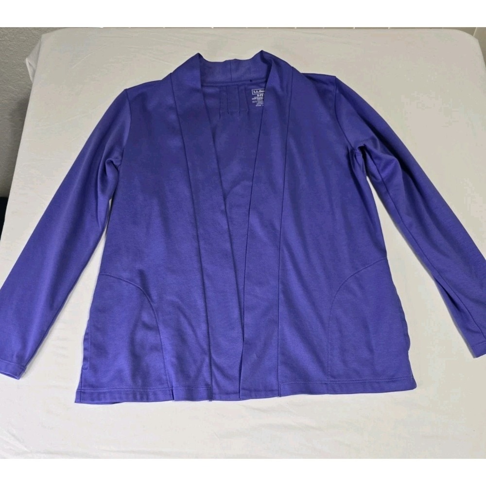 L.L. Bean Women's‎ Small Petite Open Front Cardigan Purple Pockets